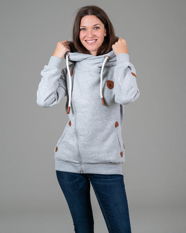 Athena Light Heather Grey Side-Zip Hoodie