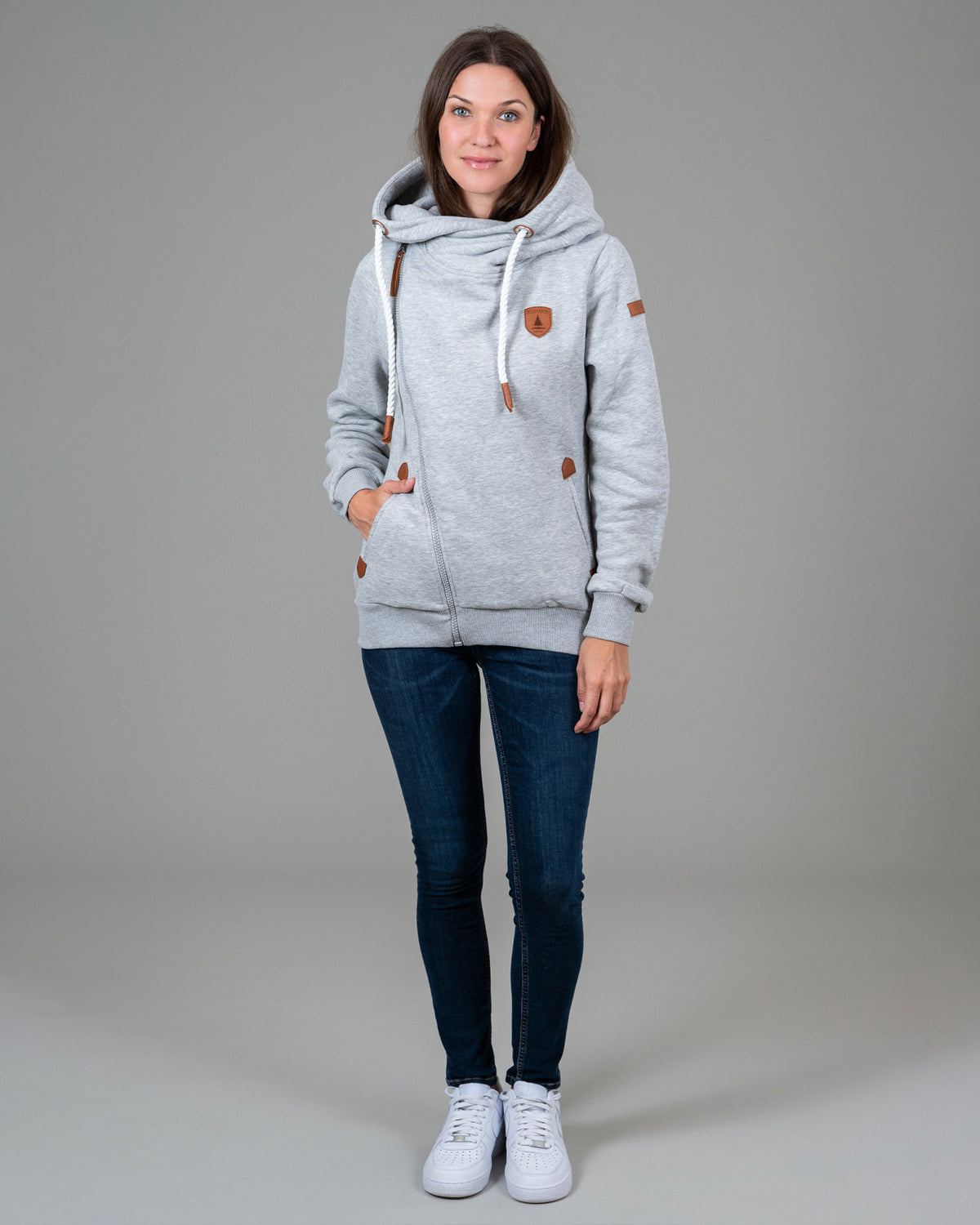 Athena Light Heather Grey Side-Zip Hoodie