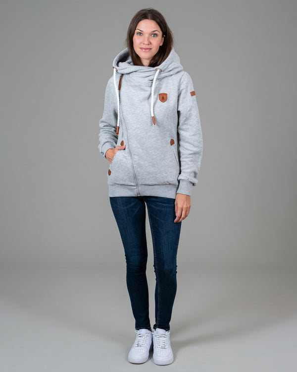 Athena Light Heather Grey Side-Zip Hoodie