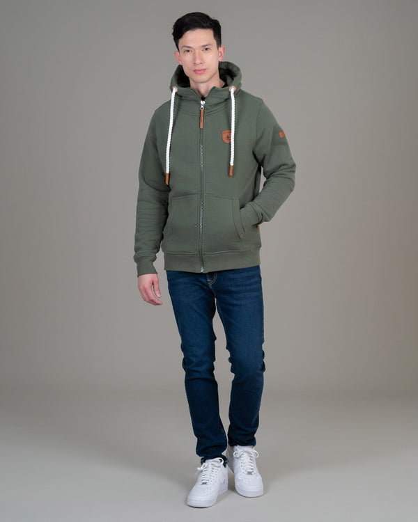 Zeus Moss Green Full-Zip Hoodie