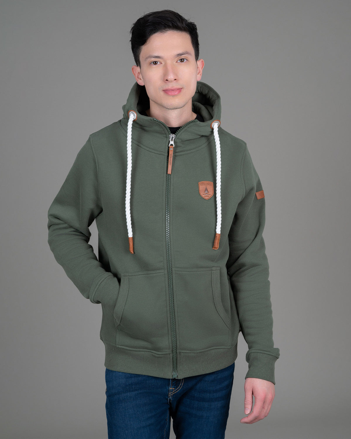 Zeus Moss Green Full-Zip Hoodie Main image