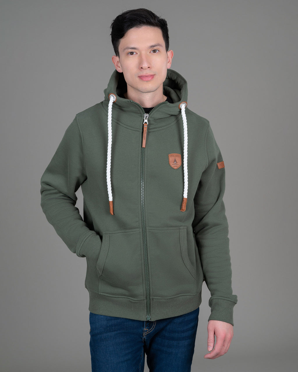 Zeus Moss Green Full-Zip Hoodie